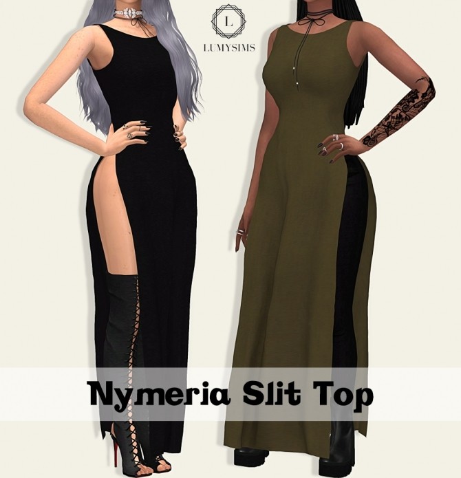 Sims 4 Nymeria Slit Top at Lumy Sims