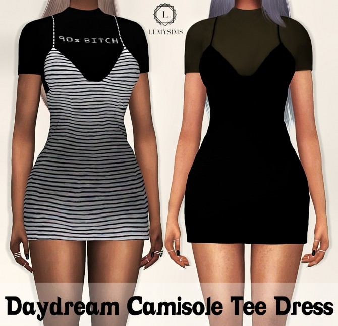 Sims 4 Daydream Camisole Tee Dress at Lumy Sims