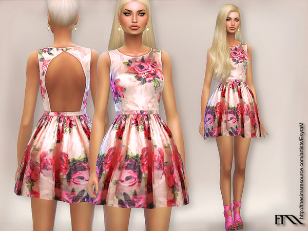 Sims 4 Adore Floral Dress by EsyraM at TSR