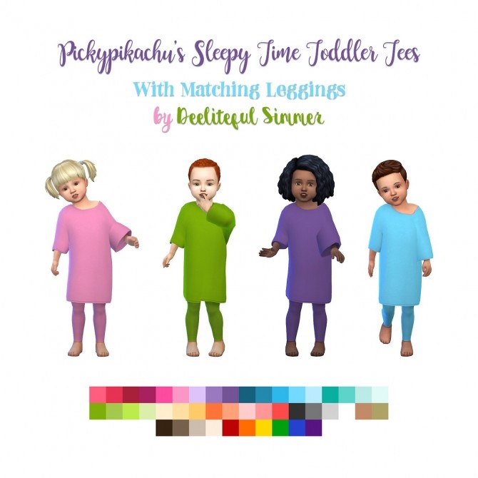 Sims 4 Pickypikachu‘s Sleepy Time Toddler Tee recolored at Deeliteful Simmer