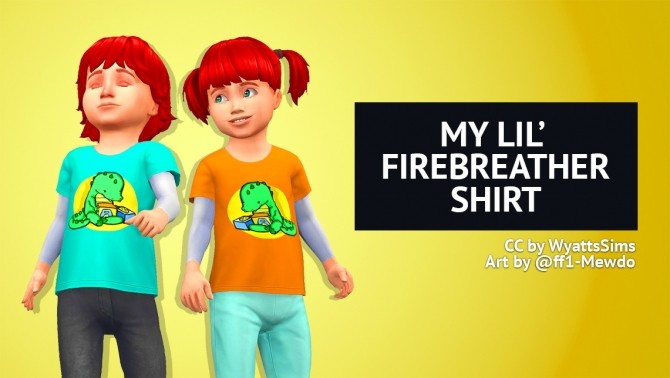 Sims 4 MY LIL FIREBREATHER SHIRT at Wyatts Sims