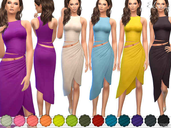Sims 4 Asymmetric Hem Dress by ekinege at TSR
