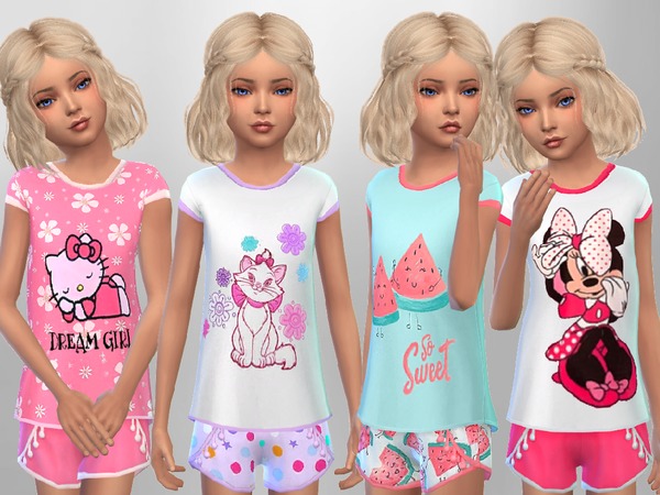Sims 4 Girls Summer Sleepwear by SweetDreamsZzzzz at TSR