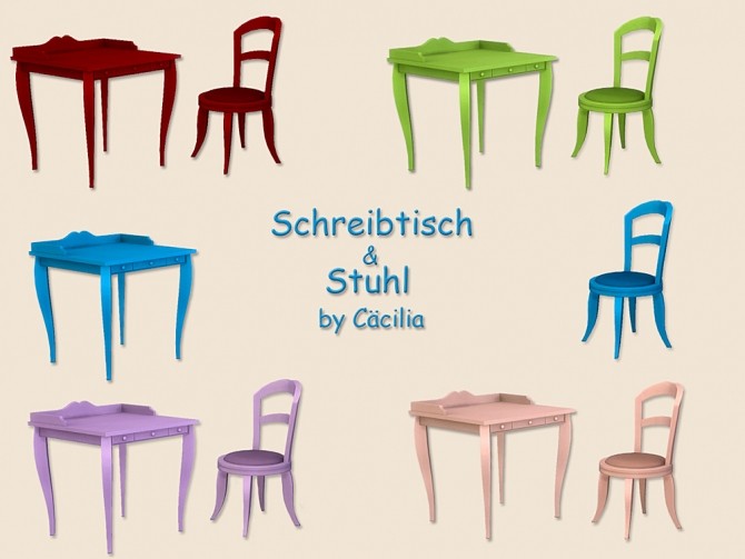 Sims 4 Desk & chair by Cäcilia at Akisima