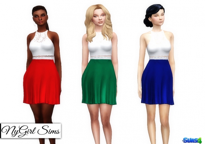 Peek-a-boo Lace Flare Dress at NyGirl Sims » Sims 4 Updates