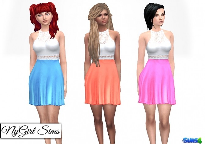 Sims 4 Peek a boo Lace Flare Dress at NyGirl Sims
