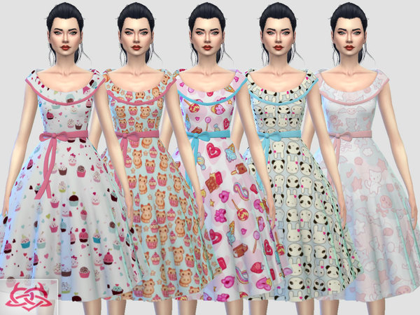 Sims 4 Romi dress RECOLOR 5 by Colores Urbanos at TSR