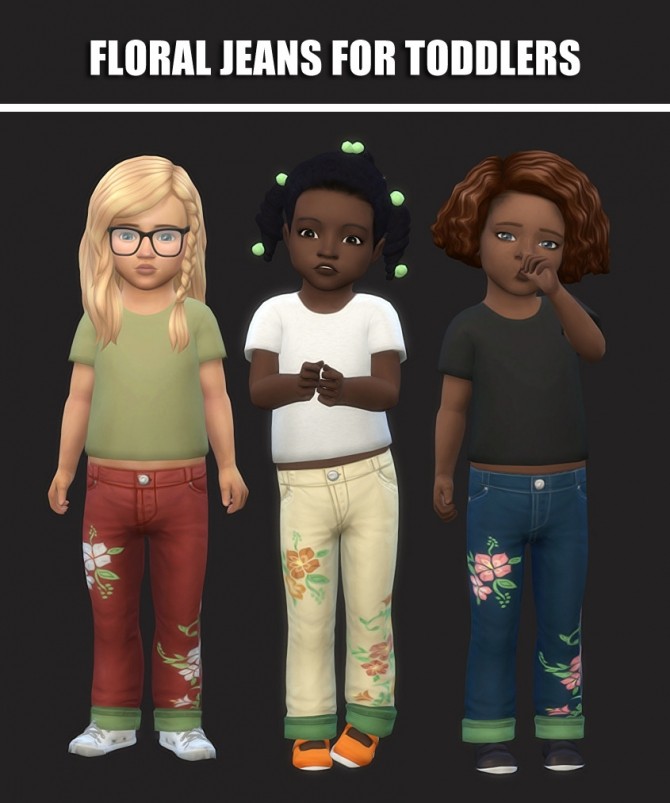 Sims 4 Floral Jeans For Toddlers at Maimouth Sims4