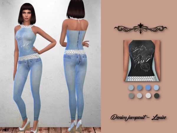 Sims 4 IMF Denim Jumpsuit Louise by IzzieMcFire at TSR