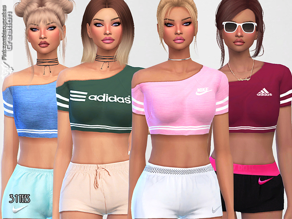 Sims 4 Everyday Sporty Tees Pack by Pinkzombiecupcakes at TSR