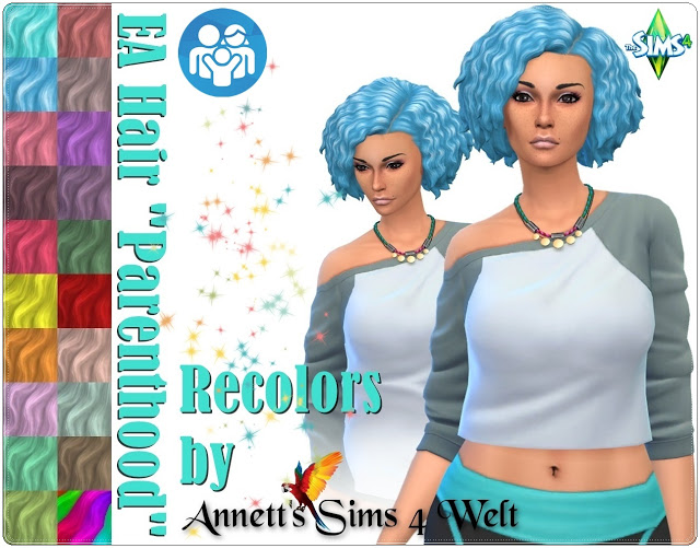 Sims 4 EA Hair Parenthood Recolors at Annett’s Sims 4 Welt