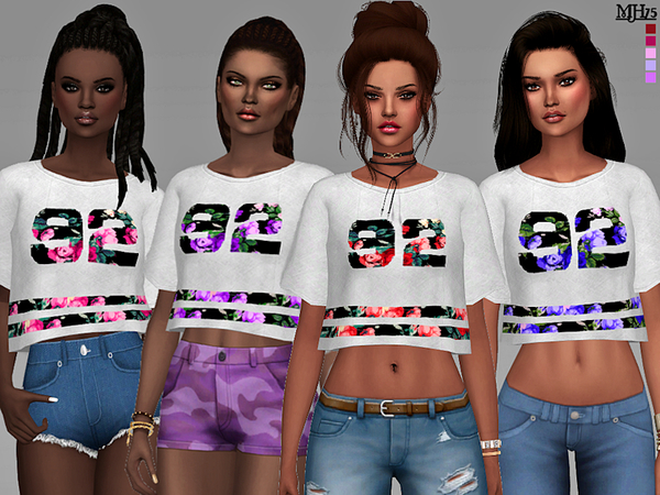 Sims 4 Floral Sports Tshirts by Margeh 75 at TSR