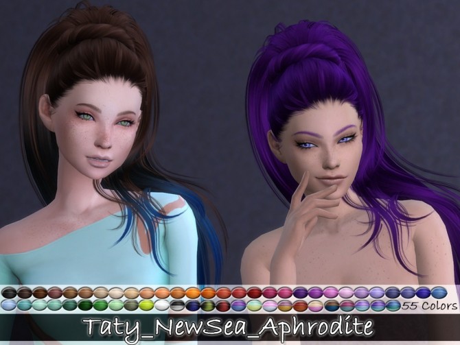 Sims 4 Newsea Aphrodite hair retexture at Taty – Eámanë Palantír