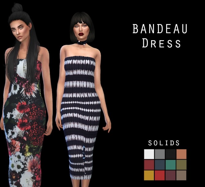 Sims 4 Bandeau Dress recolors at Leo Sims