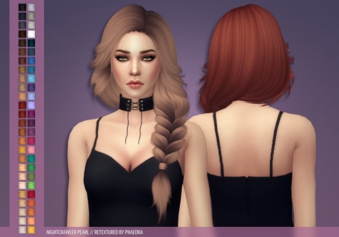 Sims 4 Nightcrawler Pearl hair retexture at Phaedra