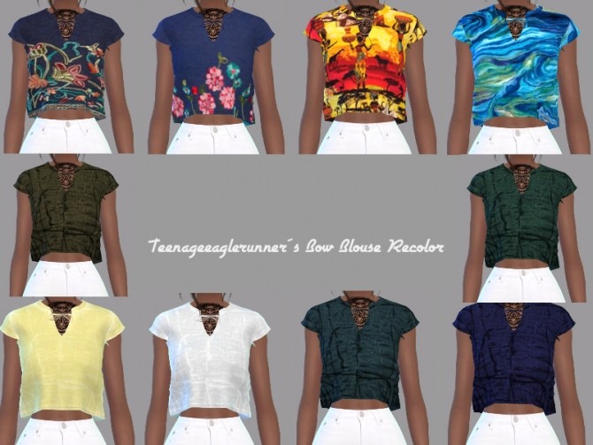 Sims 4 Bow Blouse Recolor at Teenageeaglerunner