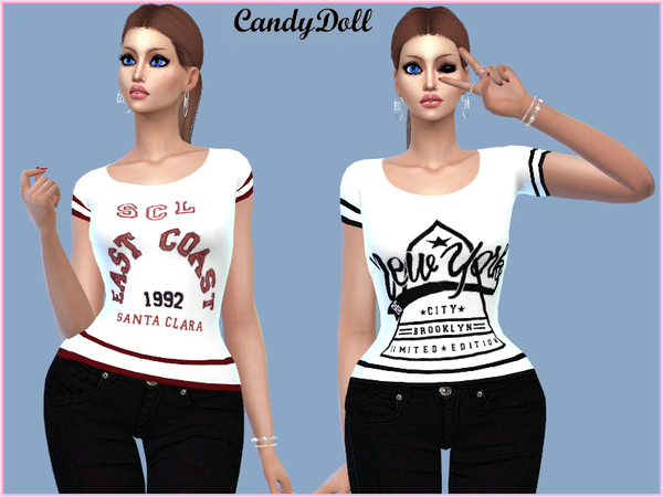 Sims 4 Sporty Baseball Tees by CandyDolluk at TSR