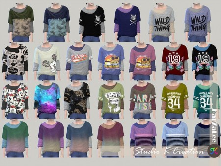 Giruto 22 knotted layered Tee-Child version at Studio K-Creation » Sims ...