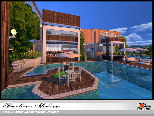 Sims 4 Pimdara Modern house by autaki at TSR