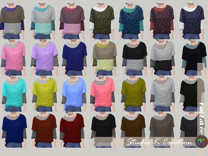 Sims 4 Giruto 22 knotted layered Tee Child version at Studio K Creation
