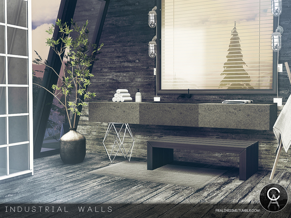 Sims 4 Industrial Walls by Pralinesims at TSR