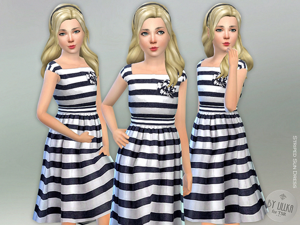 Sims 4 Striped Sun Dress by lillka at TSR