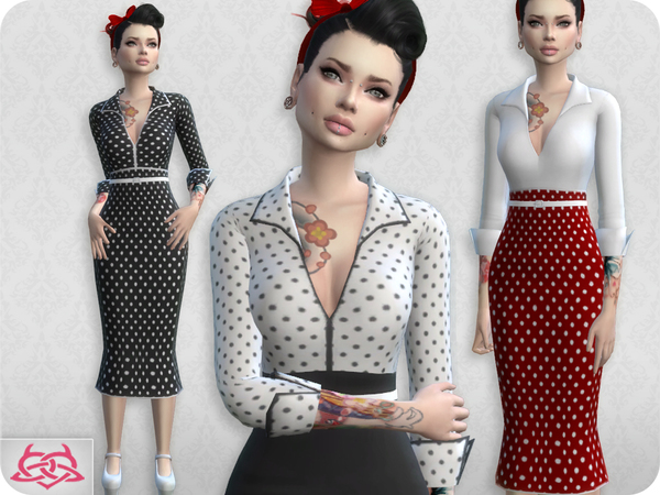 Sims 4 Set Blouse Skirt RECOLOR 6 by Colores Urbanos at TSR