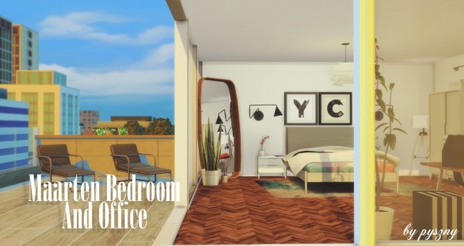 Sims 4 Maarten Bedroom & Office at Pyszny Design