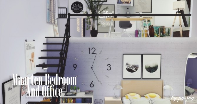 Sims 4 Maarten Bedroom & Office at Pyszny Design