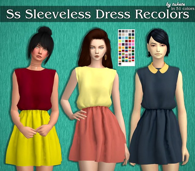 Sims 4 Ss Sleeveless Dress Recolors at Tukete