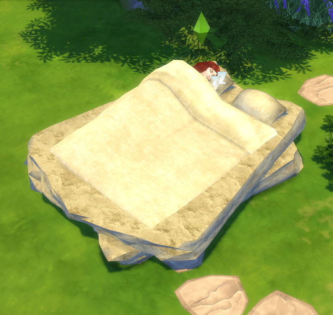 Sims 4 Stone Age Bed by abuk0 by BigUglyHag at SimsWorkshop