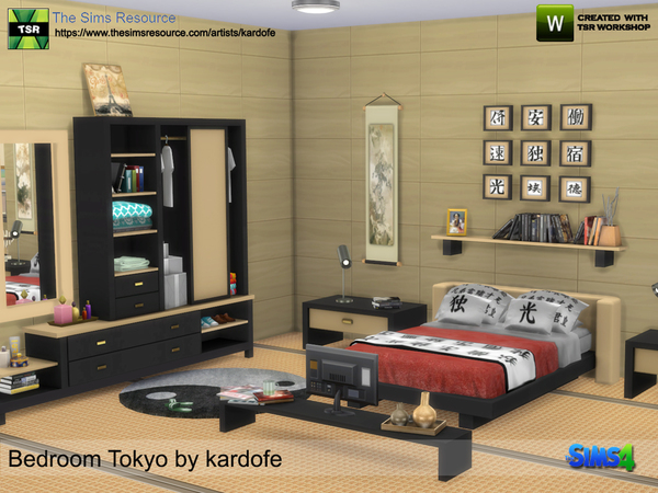 Sims 4 Bedroom Tokyo by kardofe at TSR