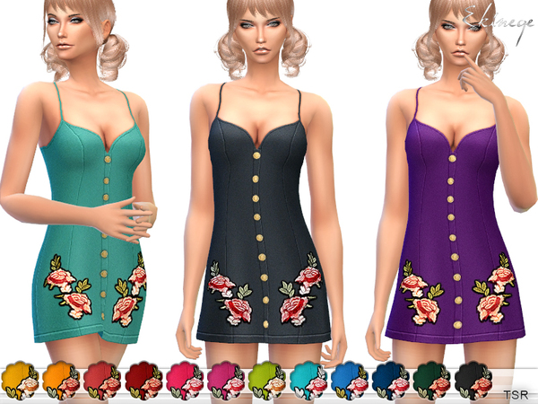 Sims 4 Rose Embroidered Mini Dress by ekinege at TSR