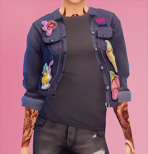 Sims 4 Acc jacket with patches recolour at Valhallan