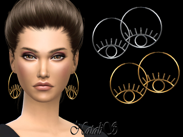 Sims 4 Eye Hoop Earrings by NataliS at TSR