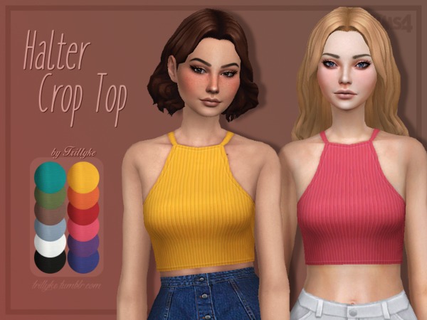 Sims 4 Halter Crop Top by Trillyke at TSR