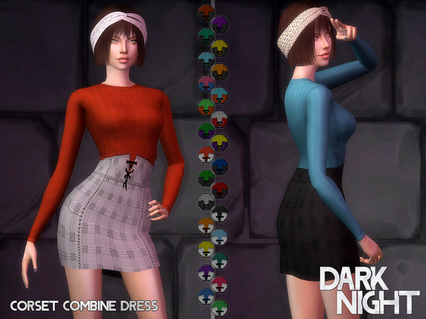Sims 4 Corset Combine Dress by DarkNighTt at TSR