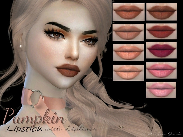 Sims 4 Pumpkin Matte Lipstick with Lipliner by Baarbiie GiirL at TSR