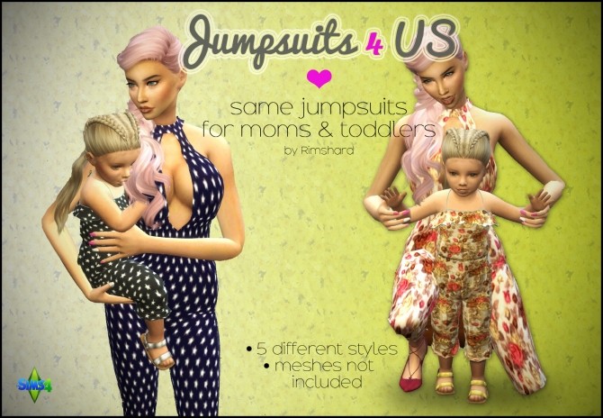 Sims 4 Jumpsuits 4 US for moms & toddlers at Rimshard Shop