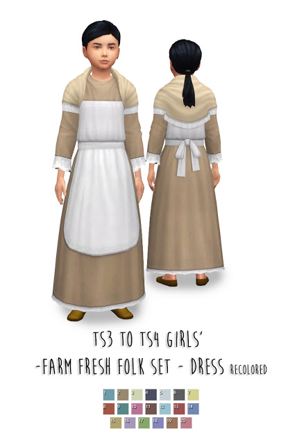 Sims 4 Girls Farm Fresh Folk Set Dress at Historical Sims Life