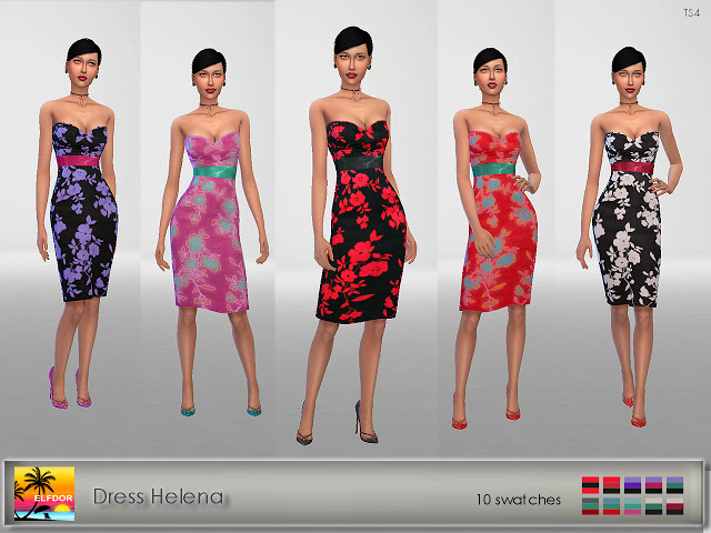Sims 4 Dress Helena at Elfdor Sims
