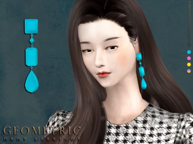 Sims 4 Geometric Drop Earrings N01 at iCedxLemonAde
