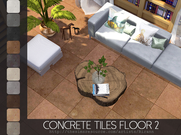 Sims 4 Concrete Tiles Floor 2 by Rirann at TSR