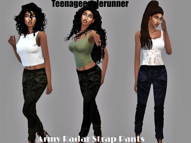Sims 4 Army Radar Strap Pants at Teenageeaglerunner