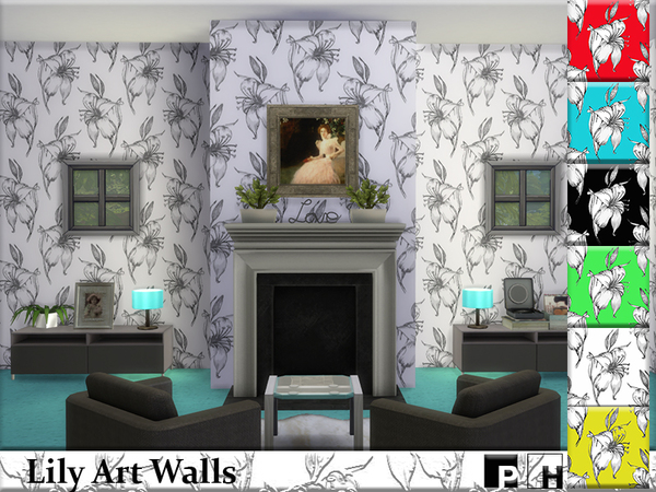 Sims 4 Lily Art Walls by Pinkfizzzzz at TSR