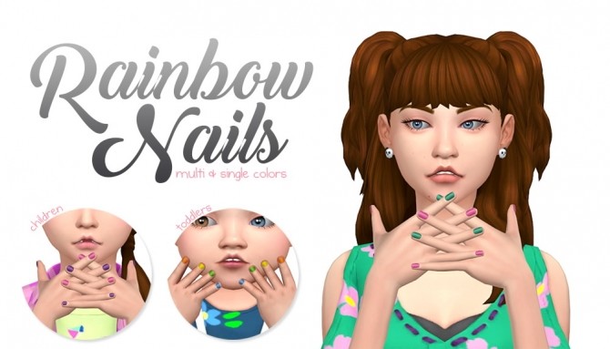 Sims 4 Rainbow Nails at SimLaughLove
