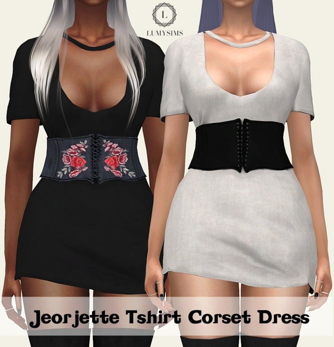 Sims 4 Jeorjette T shirt Corset Dress at Lumy Sims