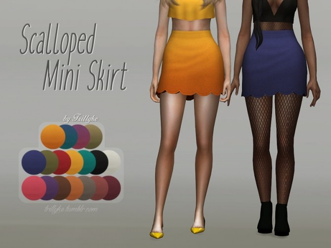 Sims 4 Scalloped Mini Skirt at Trillyke