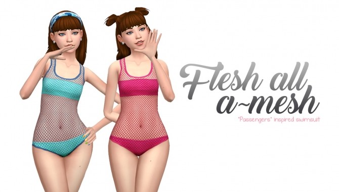 Sims 4 Flesh all a mesh swimsuit at SimLaughLove