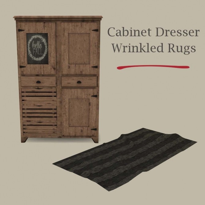 Sims 4 Cabinet Dresser and Wrinkled Rugs at Leo Sims